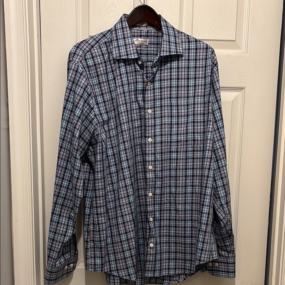 Peter millar Men's Blue Plaid Shirt